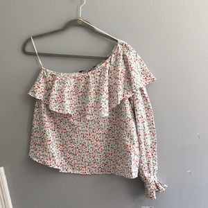 NWT Zara floral one shoulder top